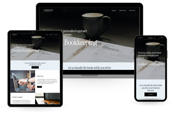 Computer mockup image of Cordovi Bookkeeping's website.