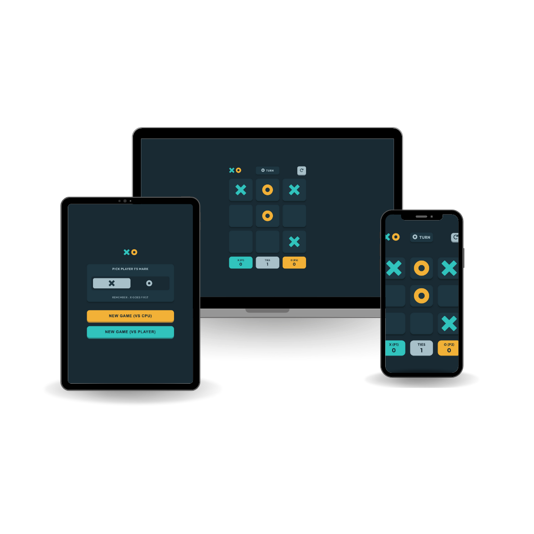 Computer mockup image of Tic-Tac-Toe's website.